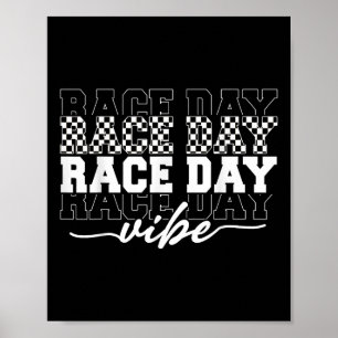 Race Day Vibes Chequered Coquette Bow Car Racing M Poster