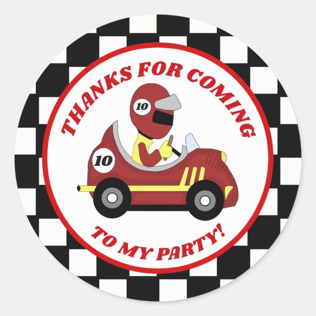 Race Fans Personalised Birthday Party Stickers (Front)