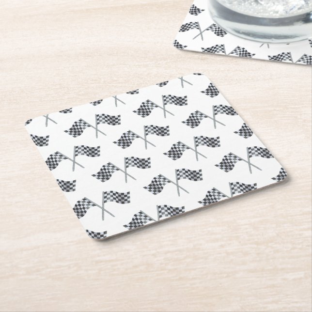 Race Flag Baby Shower Napkin Square Paper Coaster (Angled)
