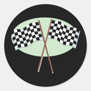 Race Flags Crossed Classic Round Sticker