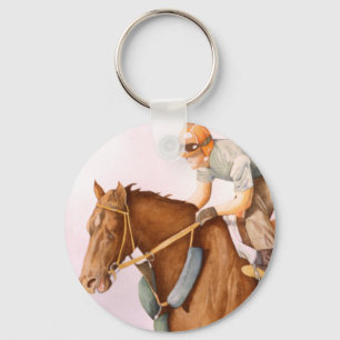 Race Horse and Jockey Key Ring