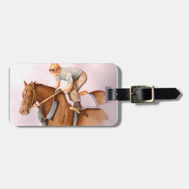 Race Horse and Jockey Luggage Tag (Front Horizontal)