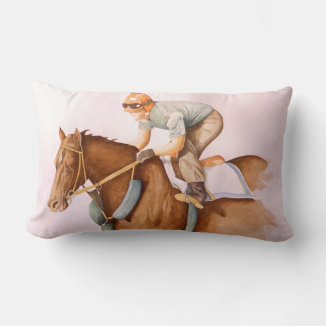 Race Horse and Jockey Lumbar Cushion (Front)
