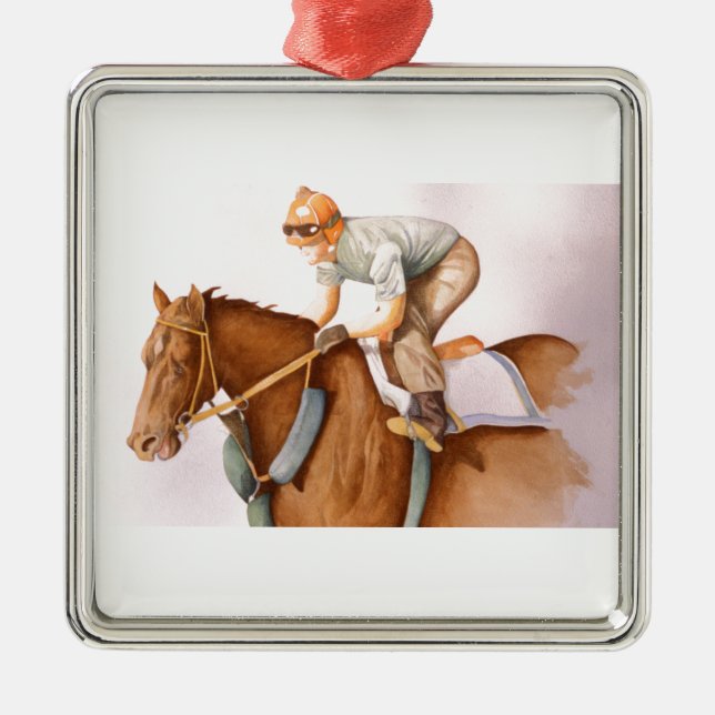 Race Horse and Jockey Metal Tree Decoration (Front)