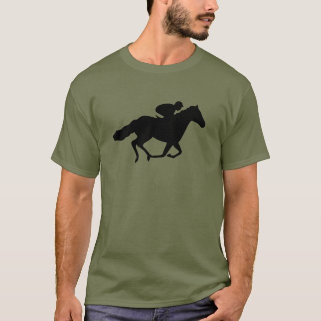 Race Horse and Jockey. T-Shirt (Front)