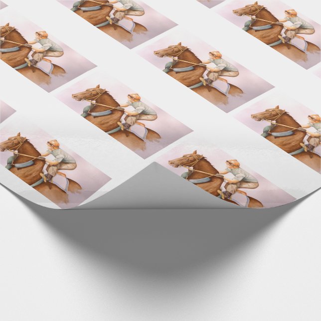 Race Horse and Jockey Wrapping Paper (Corner)