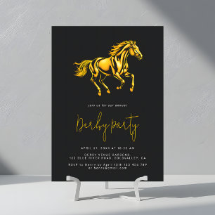 Race Horse Derby Party Elegant Black and Gold Invitation