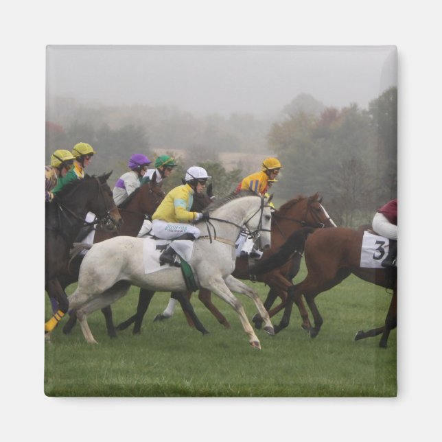 Race Horse Field Square Magnet (Front)