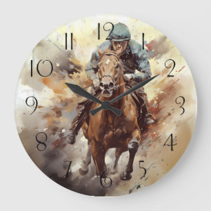 Race Horse Jockey Determination Large Clock