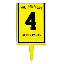 Race Horse Number 4 Yellow Derby Party Cake Pick