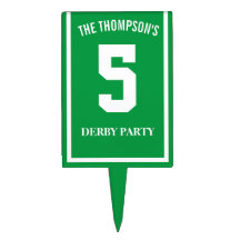 Race Horse Number 5 Green Derby Party Sign Pick