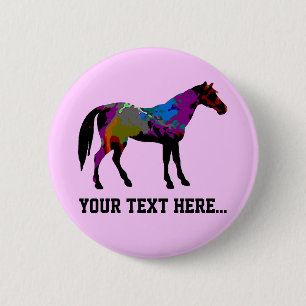 Race Horse Personalised 6 Cm Round Badge