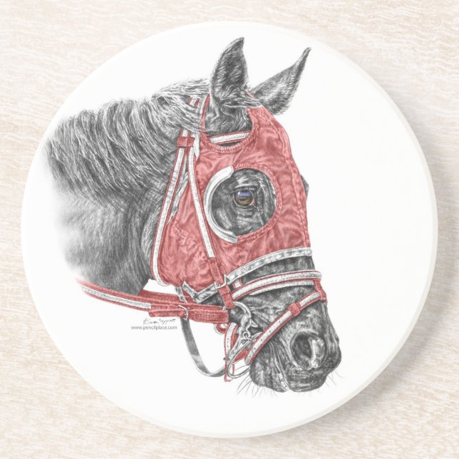 Race Horse Portrait Silks Coaster (Front)