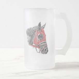 Race Horse Portrait Silks Frosted Glass Beer Mug