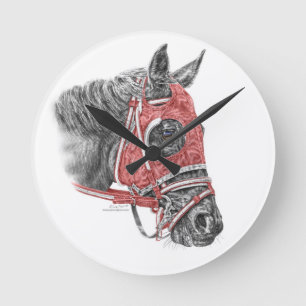 Race Horse Portrait Silks Round Clock