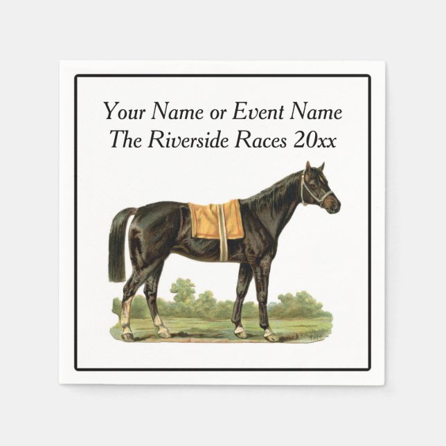 Race Horse Show Party Event Steeplechase Derby Fun Napkin (Front)