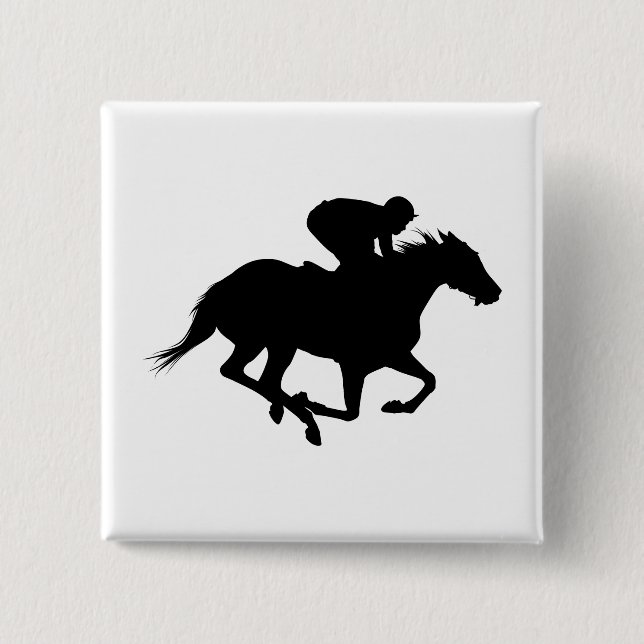 Race Horse Silhouette 15 Cm Square Badge (Front)