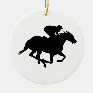 Race Horse Silhouette Ceramic Tree Decoration