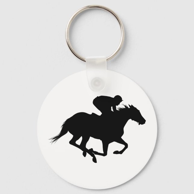 Race Horse Silhouette Key Ring (Front)