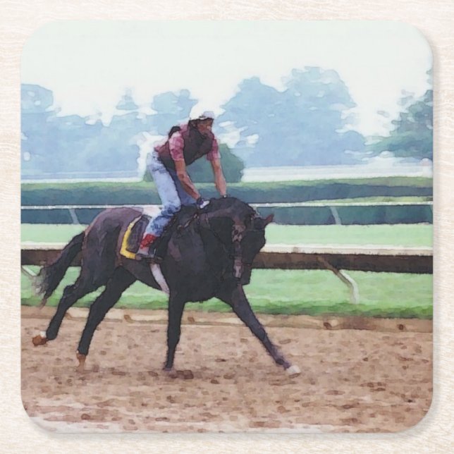 Race horse square paper coaster (Front)