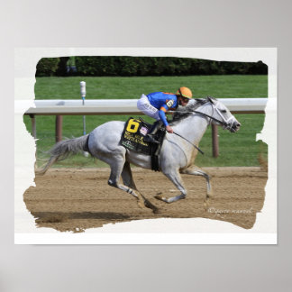Race Horse - White Abarrio and jockey Irad Ortiz,  Poster