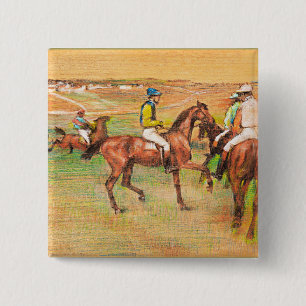 Race Horses, famous painting by Edgar Degas 15 Cm Square Badge