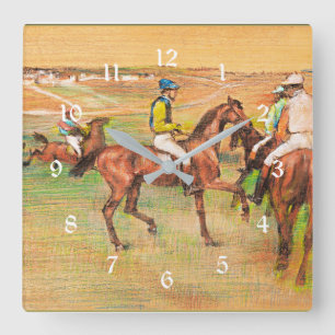 Race Horses, famous painting by Edgar Degas   Square Wall Clock