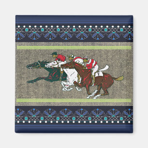 Race Horses Fridge Magnet