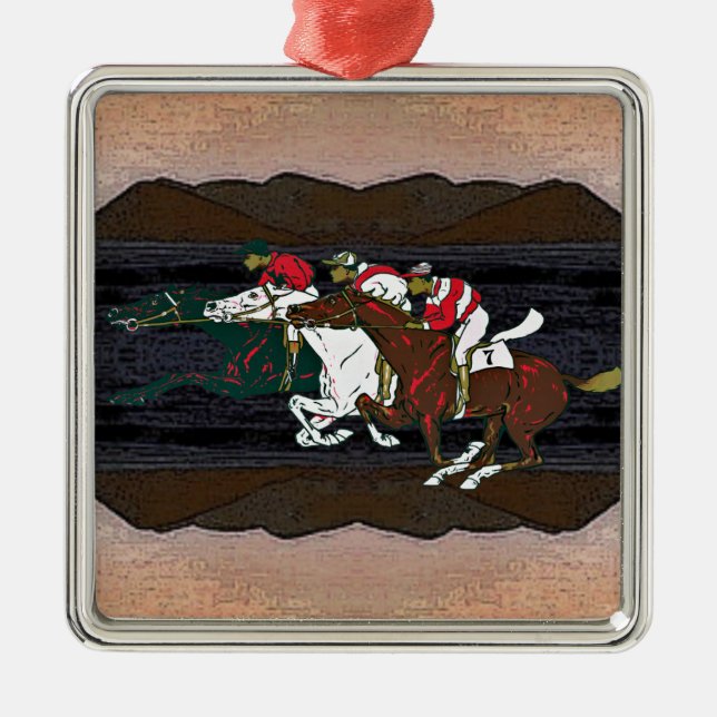 Race Horses Metal Tree Decoration (Front)