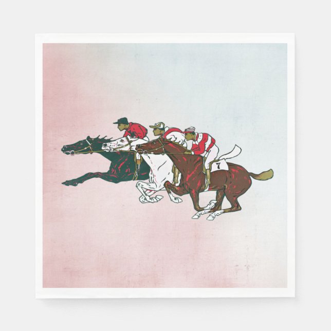 Race Horses Paper Napkin (Front)