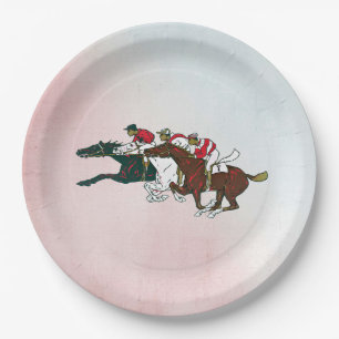 Race Horses Paper Plate