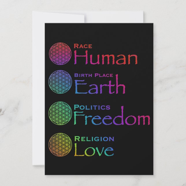 Race: Human Birthplace: Earth Politics: Freedom    Invitation (Front)