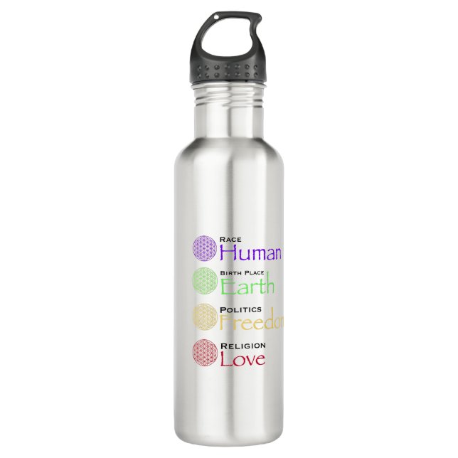 Race: Human Birthplace: Earth Politics: Freedom Re 710 Ml Water Bottle (Front)