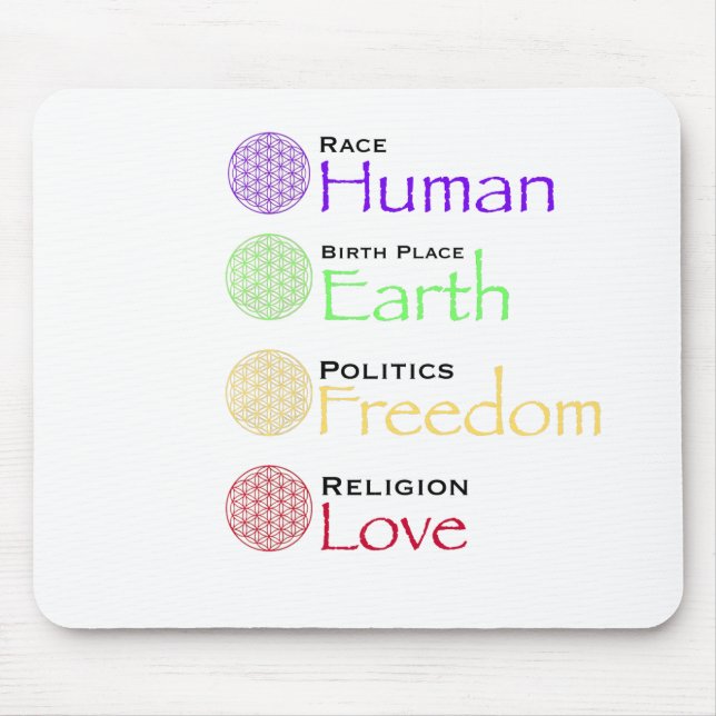 Race: Human Birthplace: Earth Politics: Freedom Re Mouse Mat (Front)