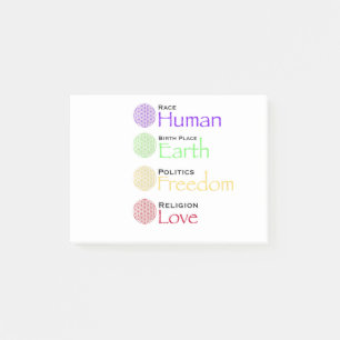 Race: Human Birthplace: Earth Politics: Freedom Re Post-it Notes