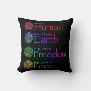 Race: Human Birthplace: Earth Politics: Freedom T Cushion