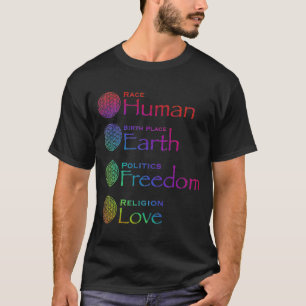 Race: Human Birthplace: Earth Politics: Freedom  T T-Shirt