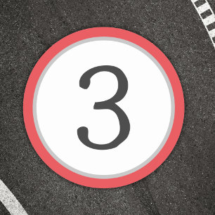 Race number classic round sticker
