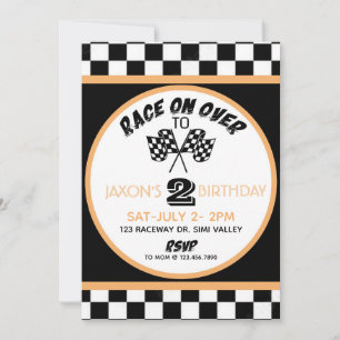 Race on over, Racing Birthday Invitation, Racing Invitation