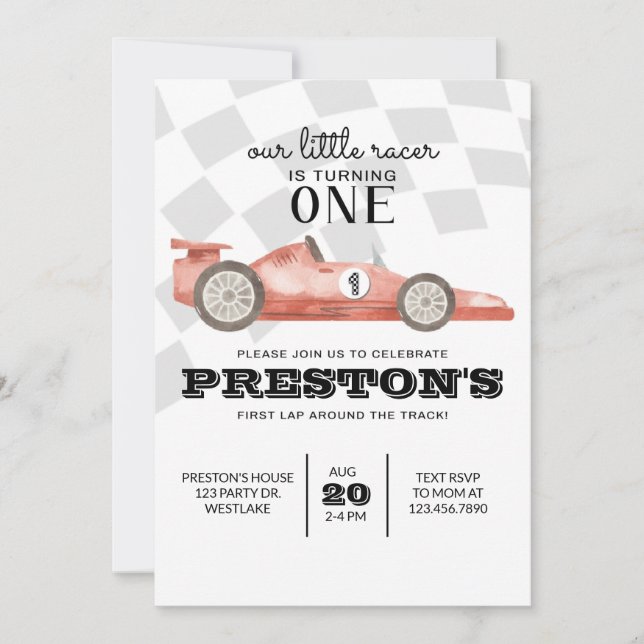  Race on over, Racing Birthday Invitation, Racing  Invitation (Front)