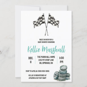 Race on Over, Racing Themed Baby Shower Invitation
