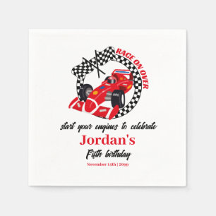 Race On Over Red Race Car Any Age Birthday Napkin