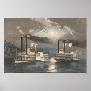 Race on the Mississippi - F Palmer Fine Art Poster