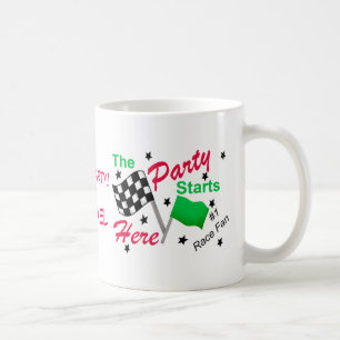 Race Party Starts Name Personalised Chequered Flag Coffee Mug