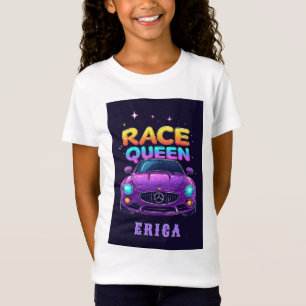 Race Queen Purple Car Girls Neon Style 👑 T-Shirt