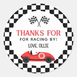 Race Red  Car Thank you For Racin By  Classic Round Sticker