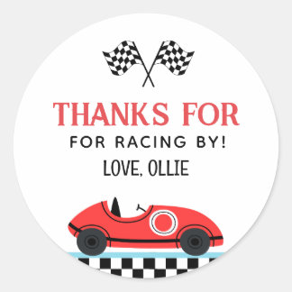 Race Red  Car Thank you For Racin By  Classic Round Sticker
