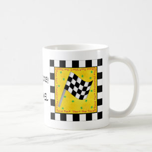 Race Time Name Personalised Chequered Flag Coffee Mug