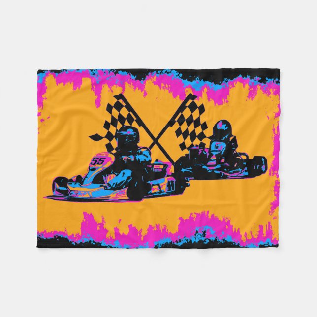 Race to the Finish - Go Kart Racers  Fleece Blanket (Front (Horizontal))