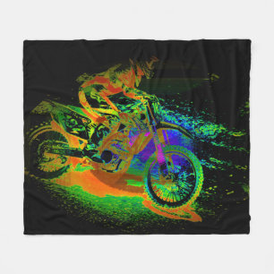 Race to the Finish! - Motocross Racer Fleece Blanket